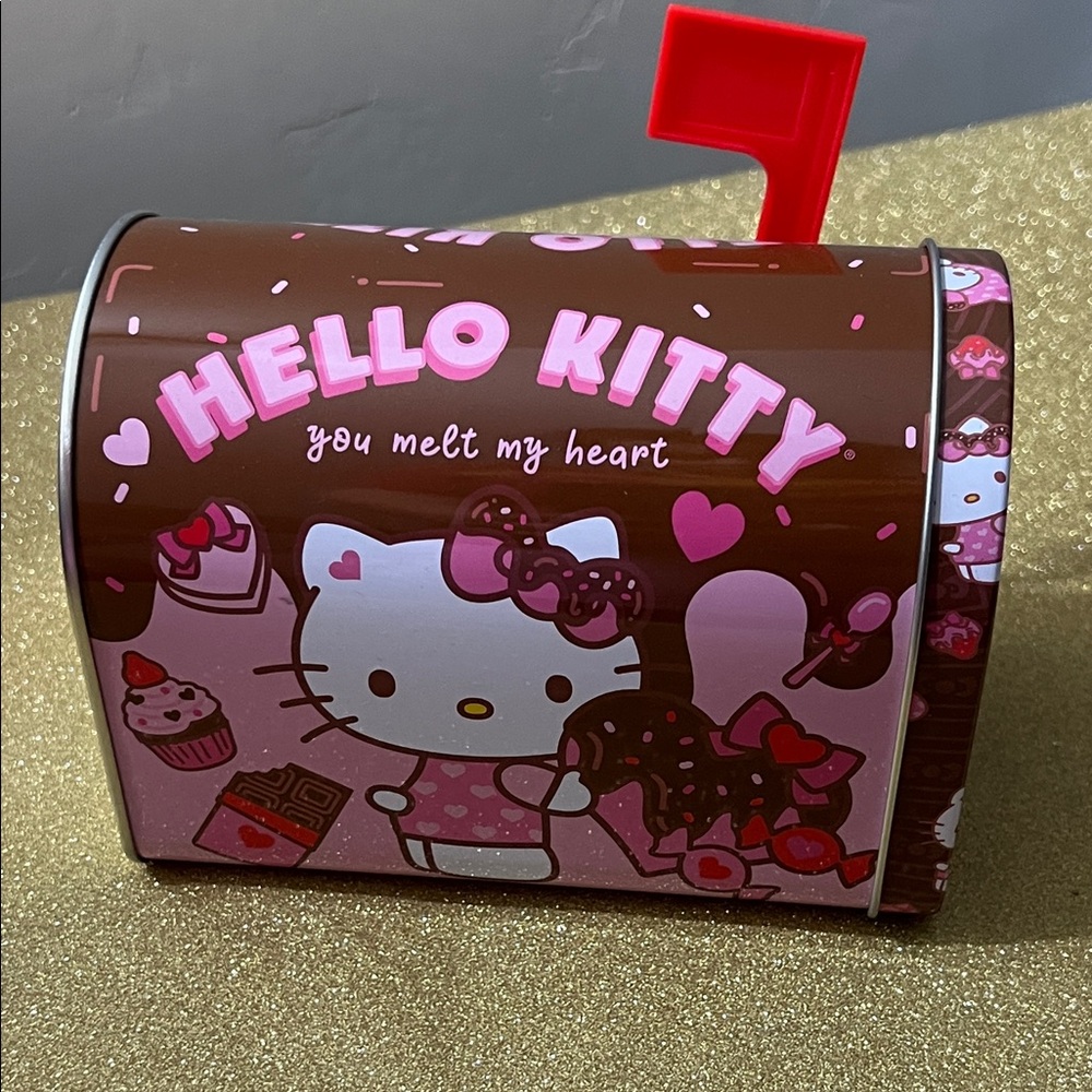 Hello Kitty Chocolate Brown and Pink Mailbox Tin